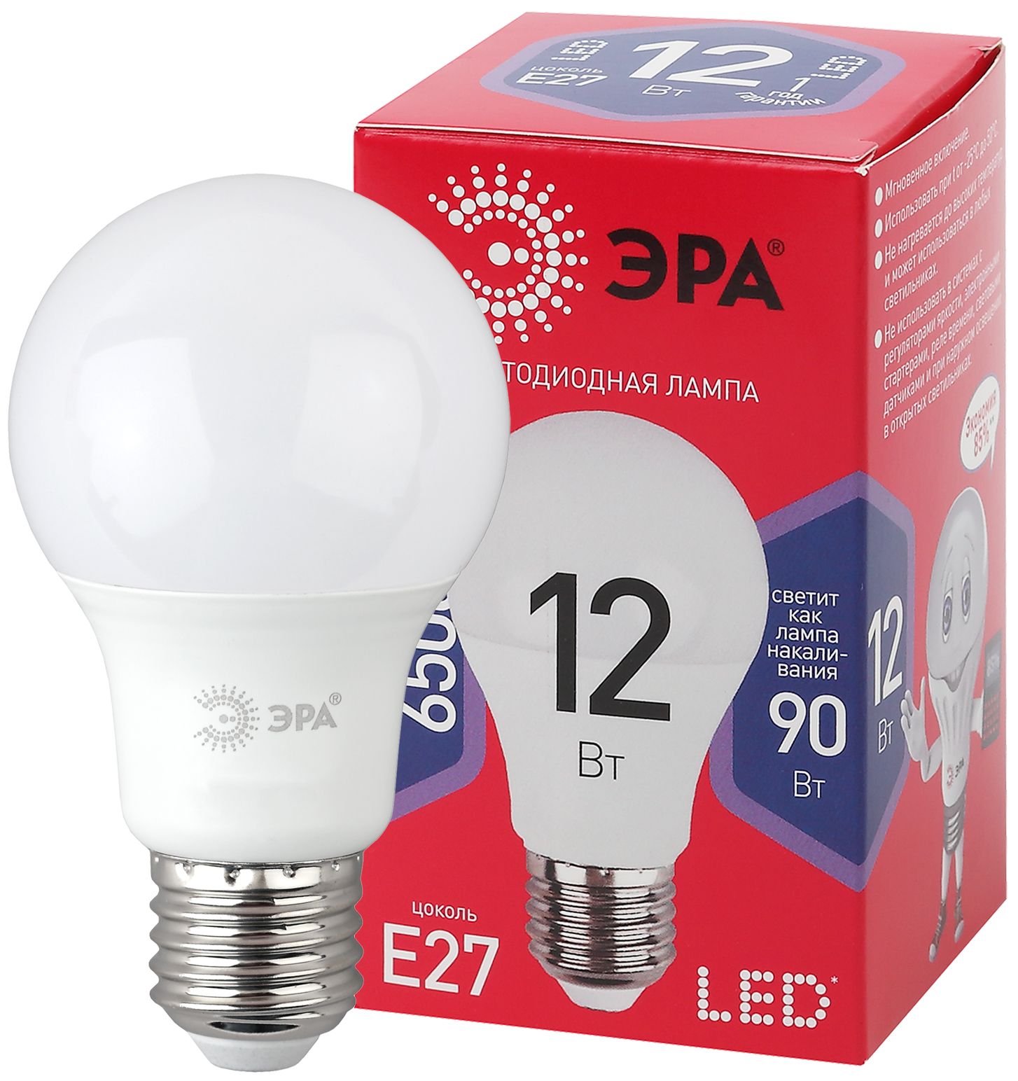 ЭРА LED A60-12W-865-E27 R Лампа светодиодная груша  (диод, груша, 12Вт, хол, E27)