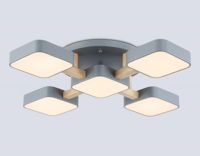 Ambrella FL4882/5 GR/WD Светильник светодиодный подвесной серый/дерево 90W 3000-6000K 675*675*110 (без ПДУ)