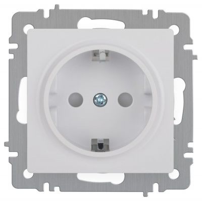 Intro  Accent 6-206-01  Розетка 2P+E Schuko со шторками, 16А-250В, IP20, СУ, AL/CU, белый