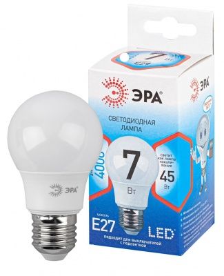 ЭРА QX LED A55-7W-4000K-E27 (арт.A55-8W-840-E27) Ламп. светод-ная груша нейтр. бел. свет (10 / 100)