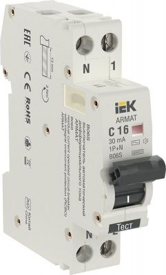 IEK ARMAT АВДТ B06S 1P+NP C16 30мА тип AC (18mm) (1 / 12 / 120)
