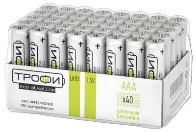 Трофи ENERGY LR03-40 bulk ECO батарейка щелочная (40 / 40 / 960)