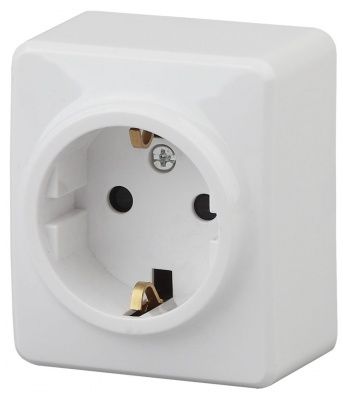 ЭРА Эксперт 11-2203-01 Розетка с заземлением 2P+E Schuko, IP20,16A-250V, ОУ, белый (1 / 16 / 160)