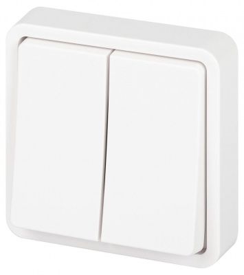 ЭРА Эксперт 11-1526-01 Переключатель двойной, IP55,10АХ-250V, СУ, белый (1 / 12 / 120)