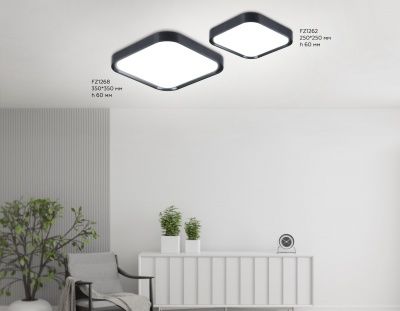 Ambrella FZ1262 BK Свет-ник потолочный светод-ный черный 18W 250*250*60 (Без ПДУ) 5000K - хол. дневн. свет
