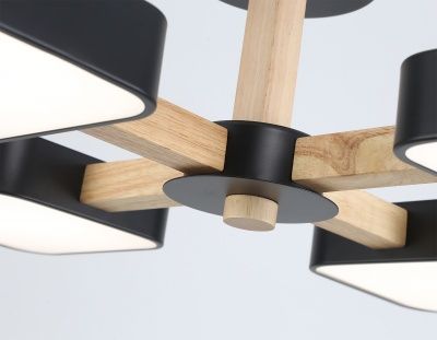 Ambrella FL4880/4 BK/WD Светильник светодиодный подвесной черный/дерево 72W 3000-6000K D610*160 (без ПДУ)
