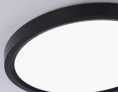 Ambrella FZ1904 BK Свет-ник светод-ный ультратонкий черный IP54 20W 3000K-6500K CCT-переключатель D300*25 (Без ПДУ) 3000K - тепл. бел. свет