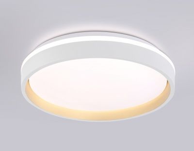 Ambrella FZ601 WH/GD Свет-ник потолочный светод-ный с пультом белый/золото IP20 46W 3000K-6500K+RGB D390*80 (ПДУ ИК) 3000K - тепл. бел. свет