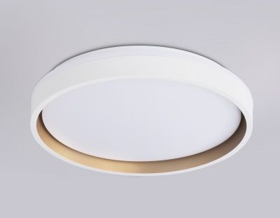 Ambrella FZ601 WH/GD Свет-ник потолочный светод-ный с пультом белый/золото IP20 46W 3000K-6500K+RGB D390*80 (ПДУ ИК) 3000K - тепл. бел. свет