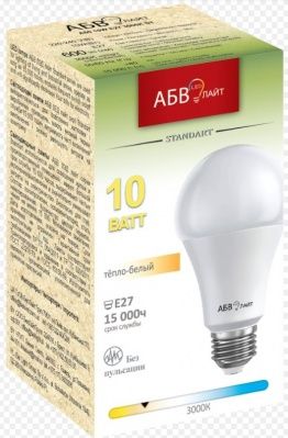 АБВ LED лайт Standart A60 10W E27 4000К  Лампа светодиодная груша