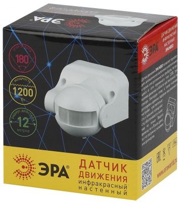 ЭРА MD 03 Датчик движения настенный 1200Вт, IP-44, 12м