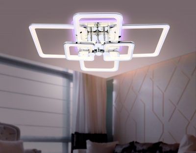 Потолочный светодиодный светильник с пультом FA5307/4+2 CH хром 176W 800*550*140 (ПДУ РАДИО 2.4G)