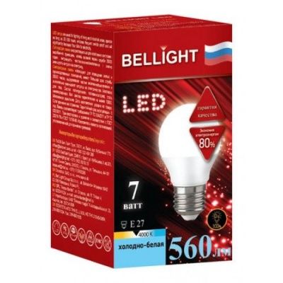 BELLIGHT LED G45 7W 220V E27 4000K  Лампа светодиодная Шарик