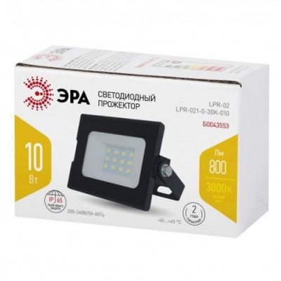 ЭРА ВLPR-021-0-30K-010   10Вт 800Лм 3000К 95х62х35 (80/1440) прожектор свет-дный уличн